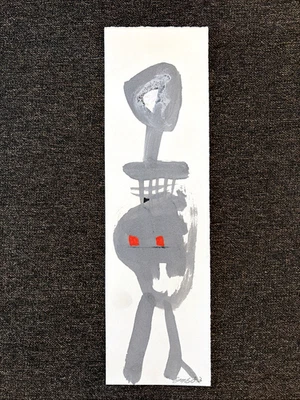 Pintura abstracta figurativa arte forastero original años 80 Stuart Buehler 4x13,75" Foto 1 de 4