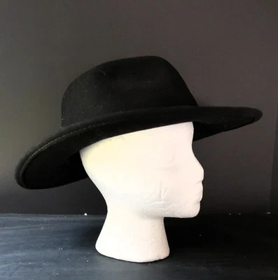 Sombrero de ala 100 % lana negro de colección 7 3/8" Foto 1 de 4
