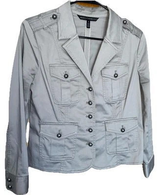 Chaqueta Blazer Recortada Estilo Militar Talla 8 Steampunk Ajuste A Medida Gris Para Mujer’s Foto 1 de 4