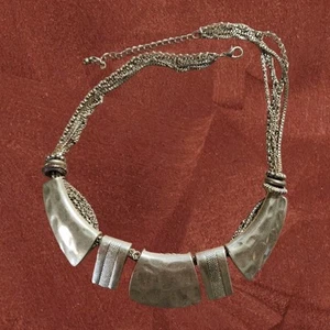 Collana dichiarazione design eccentrico tribale tono oro catena regolabile multifilo - Foto 1 di 12