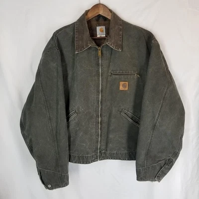 Carhartt  J97 MOS Mens Moss Green Detroit Jacket Coat Full Zip Lined Vintage 5XL - Image 1 of 4