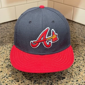 Vtg Atlanta Braves New Era 59Fifty Fitted 7 1/8 Hat Cap Tomahawk Wool US Made - Picture 1 of 9