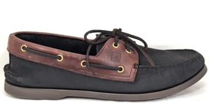 SPERRY Top-Sider Men's 11 M Boat Shoes TWO TONE Black Brown Leather 0195479 EUC* - Picture 1 of 11