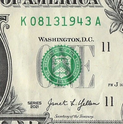 Aug 13 1943 Birthday Fancy Serial Number Date Note One Dollar Bill 08 13 1943 - Image 1 of 4