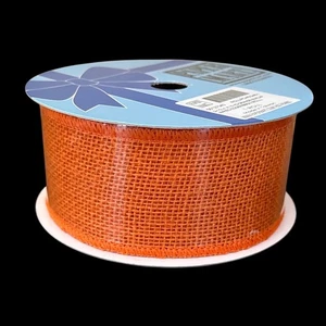 2.5" X 10 Yd Orange Burlap Wired Edge Ribbon Roll Wreaths Crafting Gift Wrapping - Picture 1 of 4