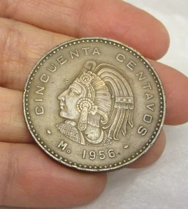 VTG 1956 Mexico 50 Cincuenta Centavos Coin - Picture 1 of 4