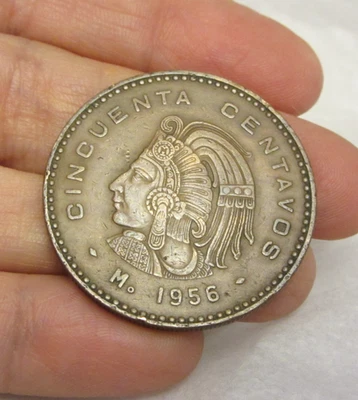 VTG 1956 Mexico 50 Cincuenta Centavos Coin - Image 1 of 4