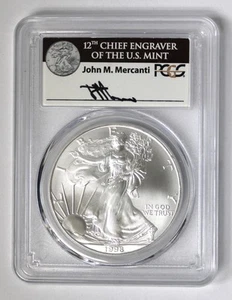 1998 Silver American Eagle PCGS MS70 Signed John Mercanti 55976 !!! - Picture 1 of 2
