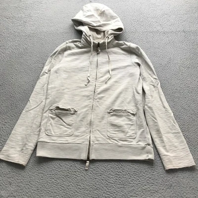 J.Crew Rumpled French Terry Sweatshirt Jacket Hoodie Women Medium Drawstring Tan - Image 1 of 4