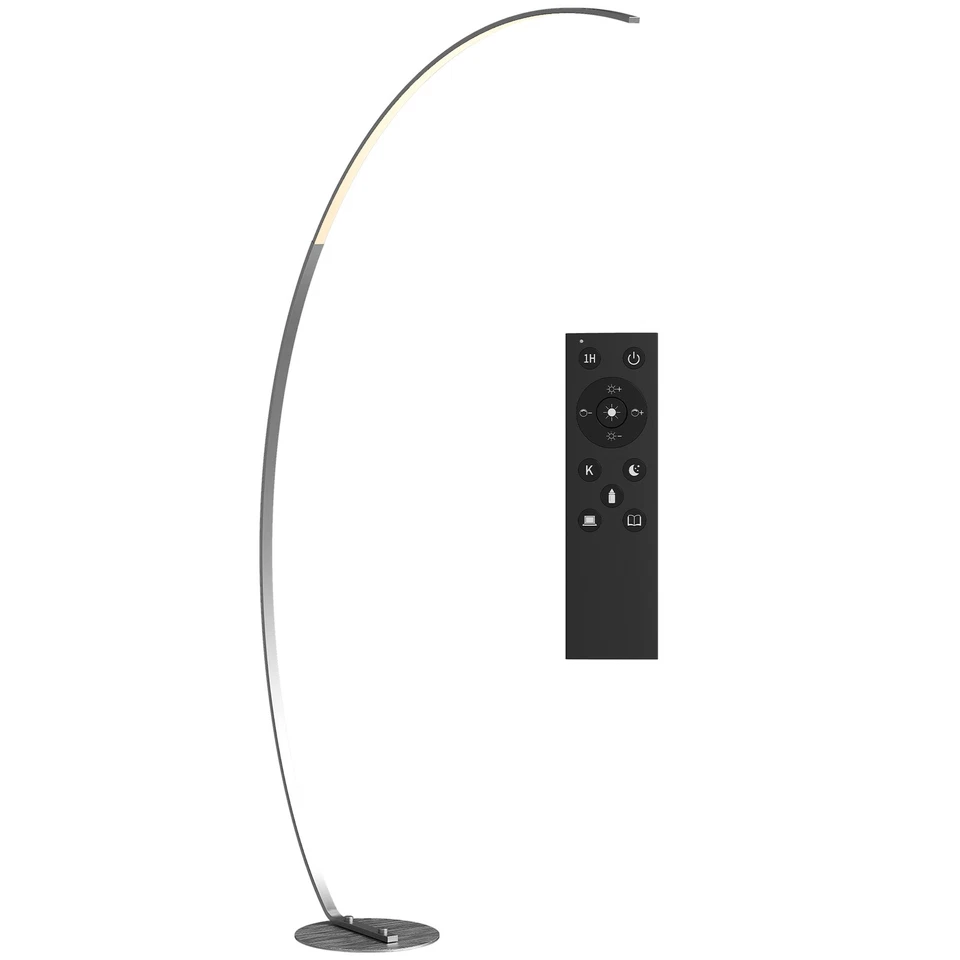 HOMCOM Lampada ad Arco Moderna Alta 172 cm Regolabile con Telecomando Argento - Immagine 1 di 4
