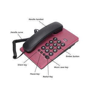 (Rose Red) Corded Telephone Landline Telephone Desk Phone Battery - Zdjęcie 1 z 12