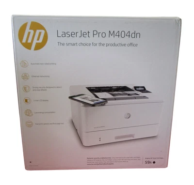 New HP LaserJet Pro M404dn W1A53A A4 Duplex Network Mono Laser Printer White - Image 1 of 4