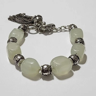 PULSERA BRIGHTON SERPENTNE JADE Verde Claro Borla Cuelga Plata Foto 1 de 4