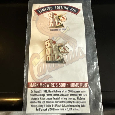 Mark McGwire St Louis Cardinals 500 Home Run Limited Edition Lapel Pin MLB 1999 - Image 1 of 2