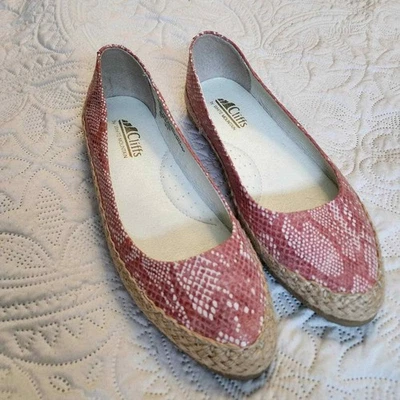 liffs By White Mountain Shoes Womens 7.5 Espadrille Pink Faux Snakeskin - Image 1 of 4