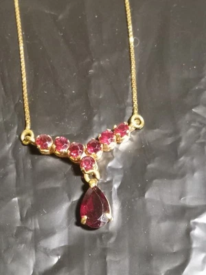 Collar colgante granate cadena oro 18 quilates broche de repuesto es oro de 10 quilates Foto 1 de 4