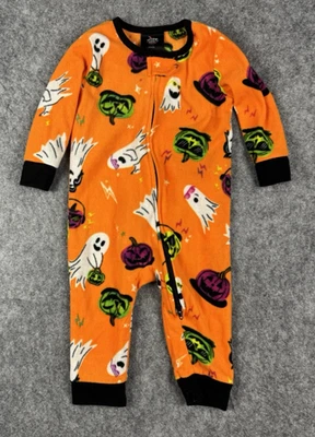 Target Baby 6-9 Halloween Pajama Sleeper Footless Orange Pupkin Jack Ghost Bolt - Image 1 of 4