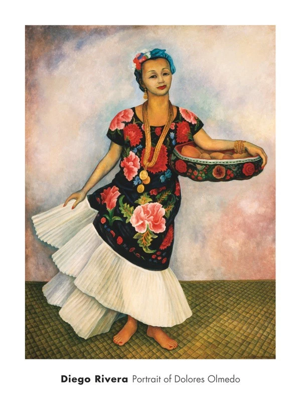 Póster latino impresión artística retrato de Dolores Olmedo por Diego Rivera 24x18 Foto 1 de 1