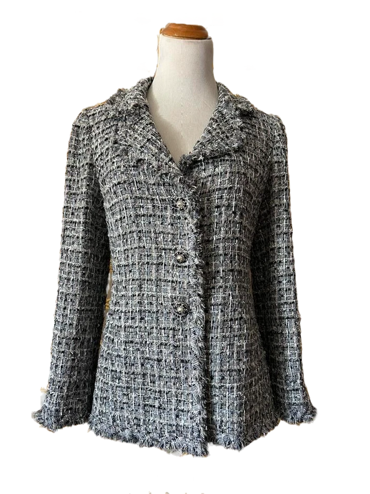 Blazer Chanel Clásico Vintage Azul Gris Foto 1 de 4