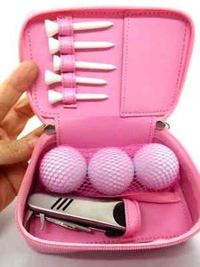 Brouk & Co. Pink Golf Ball Tee Set Linart Mini Golf Club Bag NEW - Picture 1 of 4