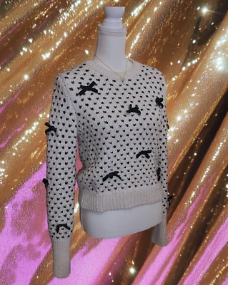 Suéter Y2K Manga Larga Zara Negro Lazo Coqueta Cottagecore Acogedor Para Mujer Pequeño Foto 1 de 4