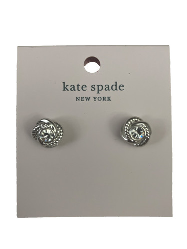 Borchie nodo Kate Spade Infinity & Beyond Love nuove con etichette O0RU2787 cristallo trasparente argento