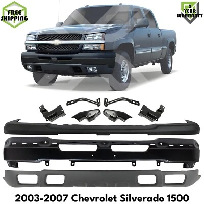 Front Bumper Primed & Bumper Brackets Kit For 2003-2007 Chevrolet Silverado 1500 Foto 1 de 4
