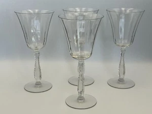 Four (4) Fostoria Silver Flute Iridescent Optic Ribbed Crystal Wine Glasses - Picture 1 of 9