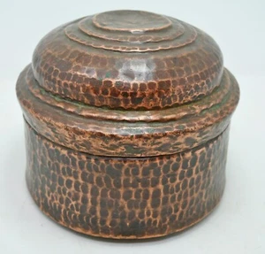 Old Antique Copper Round Chapati Bread Food Storage Box Hand Crafted Hammered - Picture 1 of 5