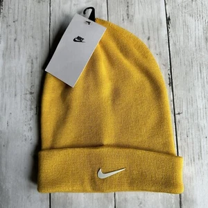 NEW WITH TAGS NIKE BEANIE HAT YELLOW KIDS ONE SIZE SWOOSH HAT - Picture 1 of 5