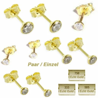 333 585 750 Gold Ohrstecker Paar / Einzel Ohrringe Damen Herren Kinder Schmuck - Bild 1 von 3