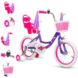 Weize Kids Bike 16" Wheels Girls Bicycle for Ages 4-7 Height 41"-53" - Purple - Picture 1 of 9