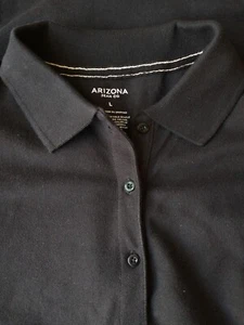Junior Girl's Arizona Jean Co. Black Fitted Polo Shirt, L - Picture 1 of 3