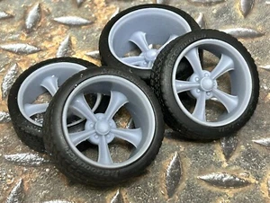 1/24 Scale:  21/20 Inch “Ridler 605” Wheels With Wide Rear Street Tires - Picture 1 of 9