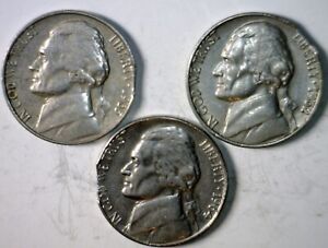 1962 , 1963 & 1964 ERROR CLIPPED Jefferson Nickel Coins Nice Clip 3 Coin LOT  NR