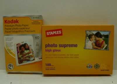 Staples 4x6 Ink Photo Paper Supreme Hi Gloss 100 Sheets + Kodak Gloss 30 Sheets - Image 1 of 3