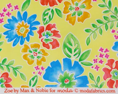 Zoe by Max & Nobie Moda Approximately 1 Yard Flowers Leaves Yellow Multi Cotton - Image 1 of 4