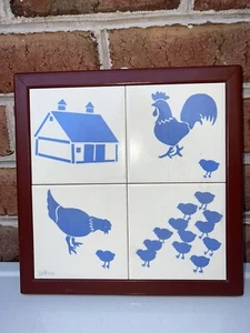 Rocky Marsh Pottery Farmhouse Chicken Rooster Trivet Signed D Peck Shepherdstown - Picture 1 of 19