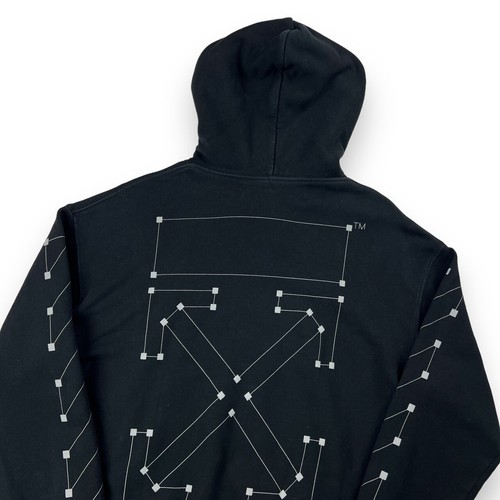 OFF WHITE Felpa con cappuccio nera frecce spina dorsale bianca