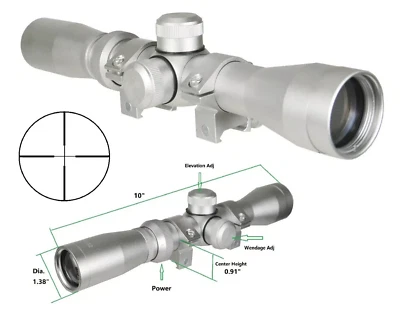 Silver Mosin Nagant 2-7x32 Long Eye Relief Scope W Mount for M44 M91/30 - Image 1 of 4