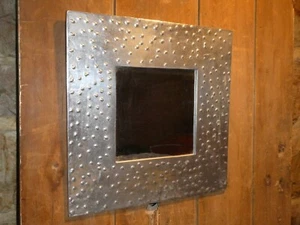 RARE STRAY DOG DESIGN IMPORTS HEAVY CAST ALUMINUM FRAME WALL MIRROR MODERNISTIC - Picture 1 of 9