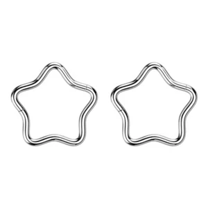 Star Hinged Segment Hoop Rings 18G G23 Titanium Clicker Septum Jewelry 10mm 8mm - Picture 1 of 11