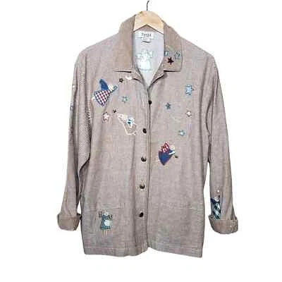 Chaqueta de Granero Vintage Cazadora Adornada Teddi Talla Grande Angel Star Bronceado Abuela Foto 1 de 4