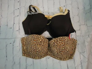 Lot of 2 pcs Women’s Intimates Bras Kmart Size 38C: Black and Animal Print - Picture 1 of 3