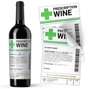 Wine Prescription Medical Alcohol Bottle Gift Funny Drinks Sticker Label - Picture 1 of 1