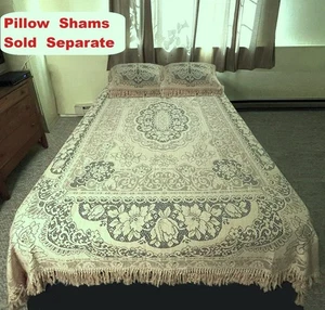 Twin Somerset Rose Lace Lined Coverlet 72" x 92" Organic Cotton khaki Bedroom - Picture 1 of 10