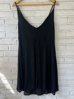 Vestido negro con cuentas de seda de noche Adrianna Papell talla 14 Foto 1 de 4