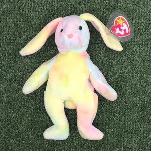 Ty Beanie Baby Hippie the Bunny. Selten ausgemustert mit Etikett FEHLER Vintage - Bild 1 von 7
