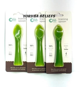 Ola Baby Silicone Training Spoons Teether Lot Of (3) Green Feeding Flexible - Bild 1 von 1