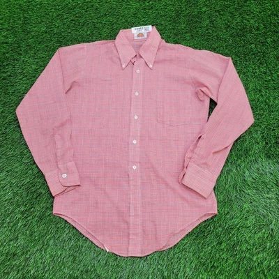 Vintage 80s Van-Heusen Button Shirt M 15.5 19x30 Glen Plaid - Image 1 of 4